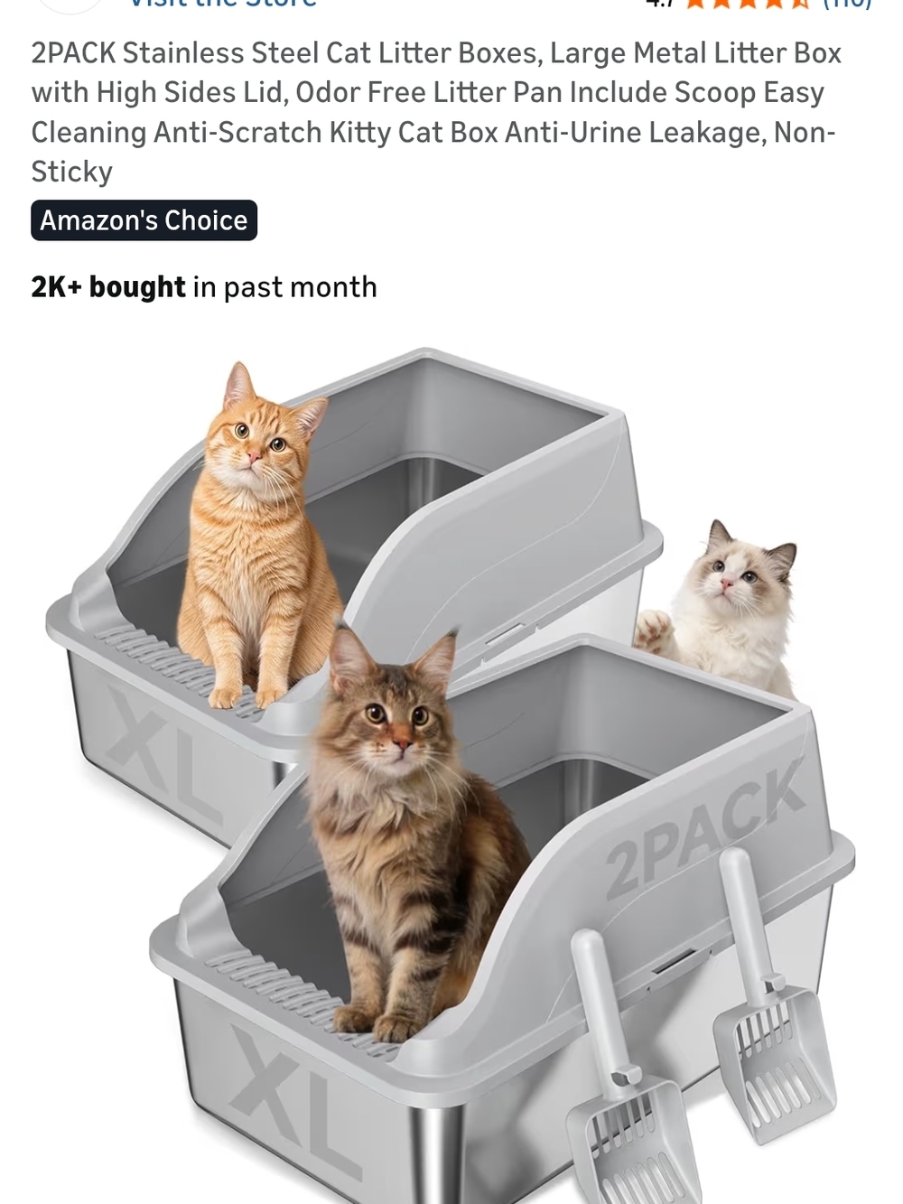 Large Gray Open-Top Cat Litter Box